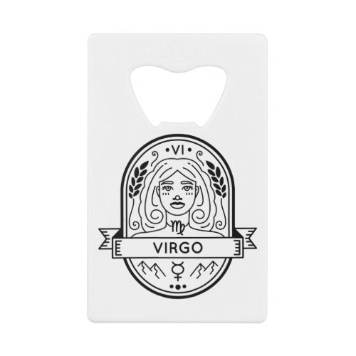 ZODIAC BADGE SYMBOL VIRGO STROKE CREDIT CARD BOTTLE OPENER