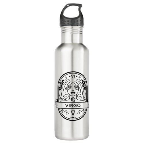 ZODIAC BADGE SYMBOL VIRGO STROKE STAINLESS STEEL WATER BOTTLE