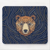 Zodiac Bear Portrait | Hand-drawn Bear Mousepad (Front)