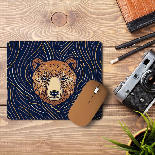 Zodiac Bear Portrait  Hand_drawn Bear Mousepad