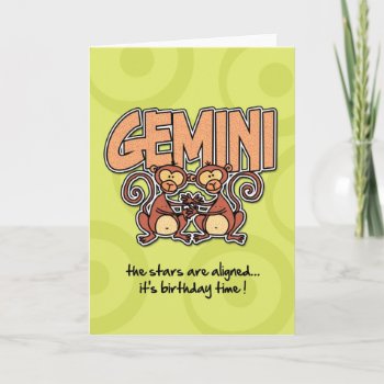 Zodiac  Birthday - Gemini Card by cfkaatje at Zazzle