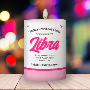Zodiac Birthday, Libra Pillar Candle