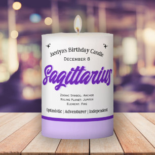 Zodiac Birthday, Sagittarius Pillar Candle