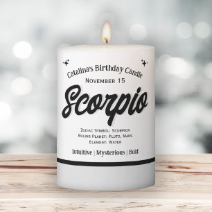 Zodiac Birthday, Scorpio Pillar Candle