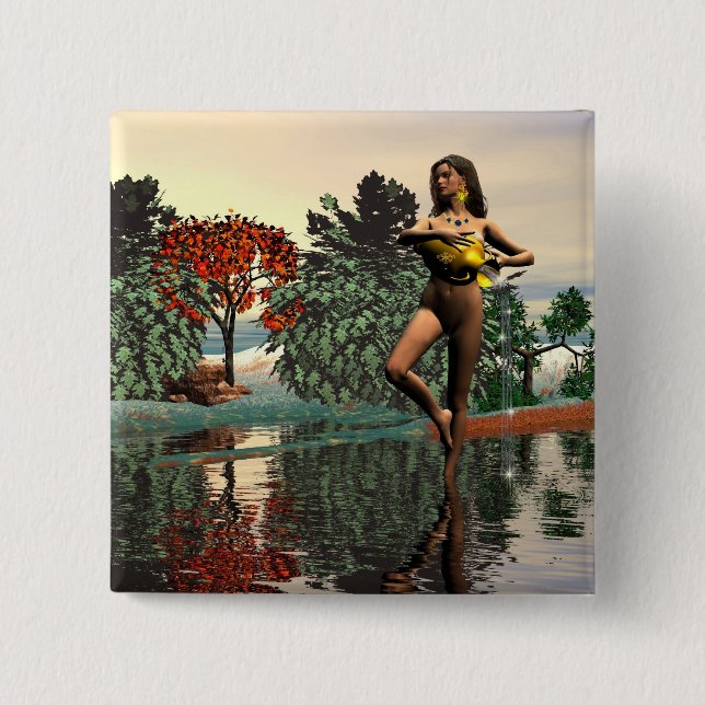 ZODIAC BIRTHDAY SIGNS / AQUARIUS BUTTON (Front)