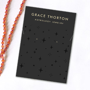 Zodiac Boho Stars Black Earring Necklace Business Card