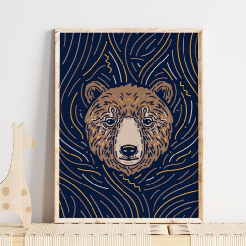 Zodiac Brown Bear Animal Print  Wolf Print