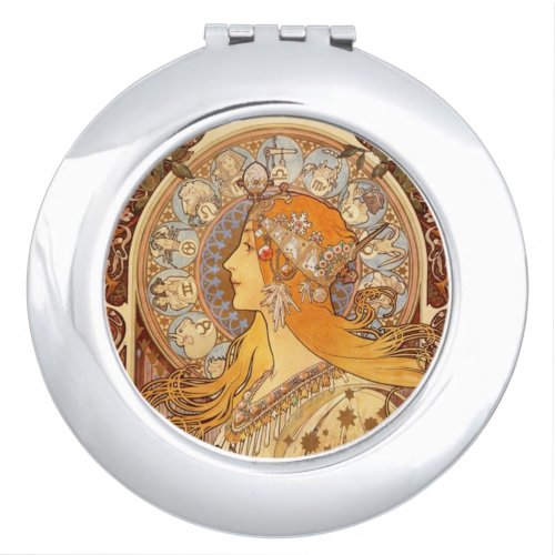 Zodiac by Alphonse Mucha Mirror For Makeup