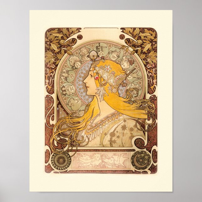 Zodiac by Alphonse Mucha Poster (Front)