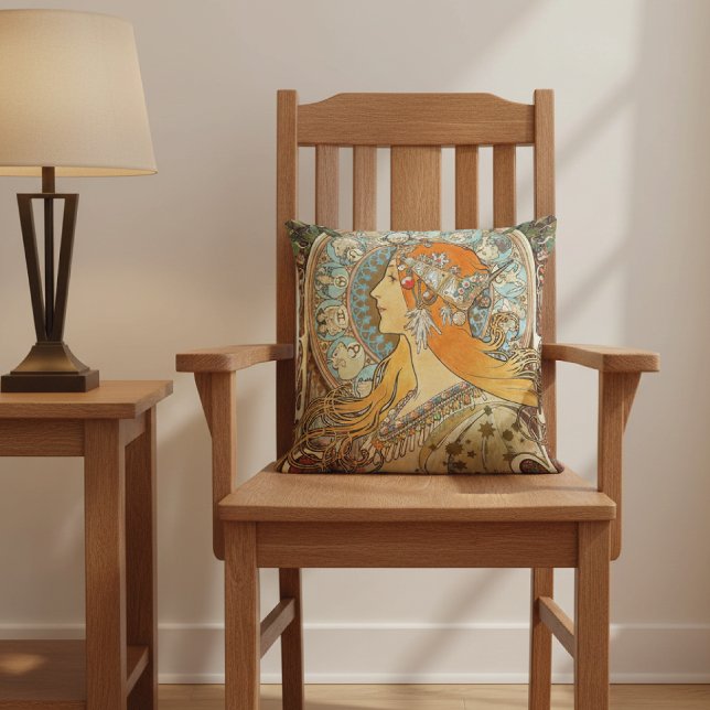 Zodiac by Alphonse Mucha Throw Pillow (Creator Uploaded)