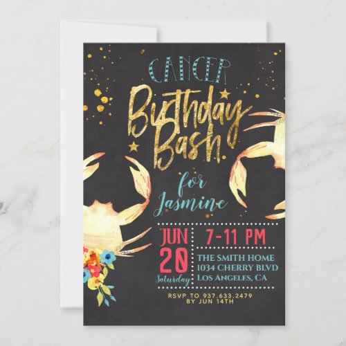 Zodiac Cancer Birthday Invitation
