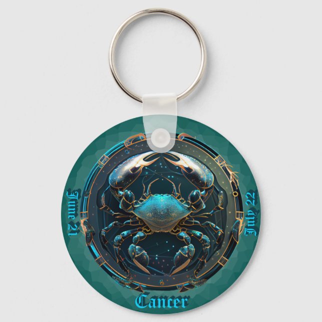 Zodiac Cancer Custom NAME, DATE Keychain (Front)