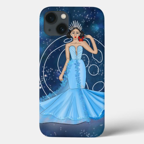 Zodiac Cancer Goddess Illustration with Moon iPhone 13 Case
