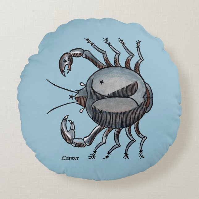 Zodiac: Cancer In Color Round Pillow (Front)