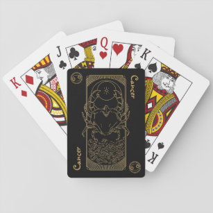 Zodiac Cancer Sign Black and Gold Design  Playing Cards