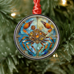 Zodiac - Cancer The Crab Metal Ornament