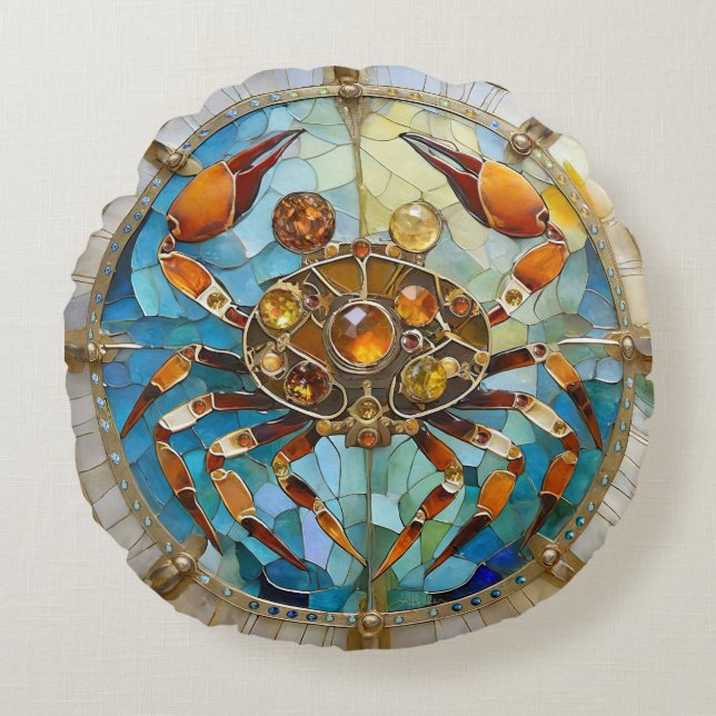 Zodiac - Cancer The Crab Round Pillow (Front)