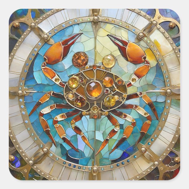 Zodiac - Cancer The Crab Square Sticker (Front)