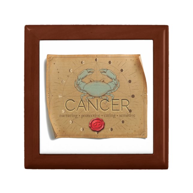 Zodiac Cancer Wood Keepsake Box (Front)