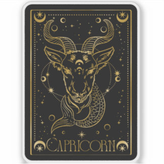 Zodiac Capricorn Astrology Black and Gold Sticker