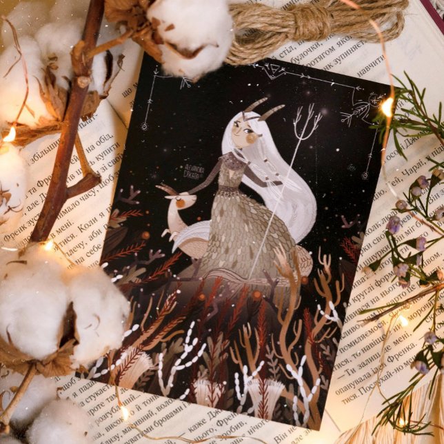 Zodiac Capricorn by Alexandra Dikaia Poster (The element of her sign is Earth. But Capricorn is brave and forceful)