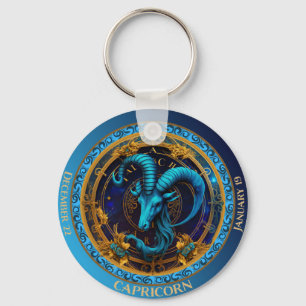 Zodiac Capricorn Customise NAME, DATE Keychain
