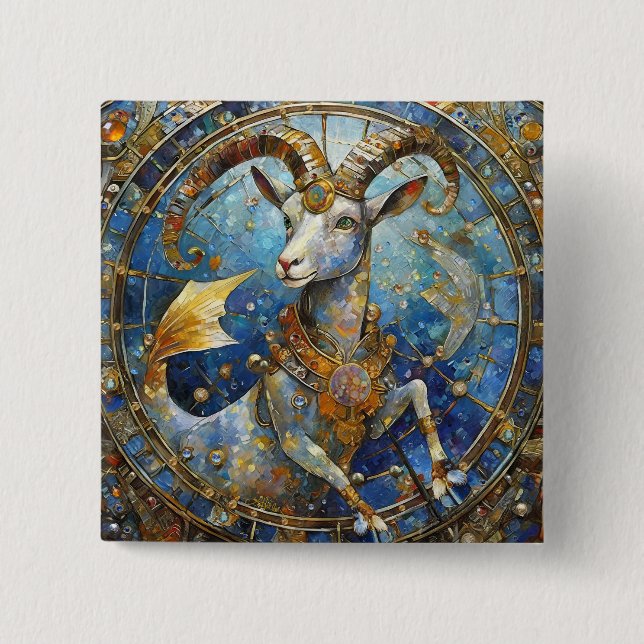 Zodiac - Capricorn the Sea Goat Button (Front)