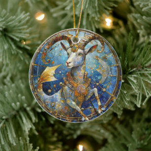 Zodiac - Capricorn the Sea Goat Ceramic Ornament