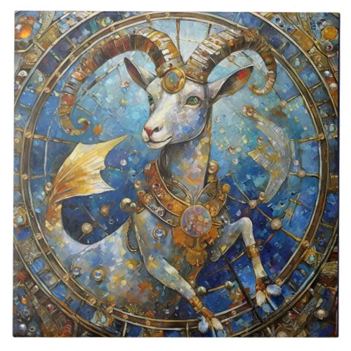 Zodiac _ Capricorn the Sea Goat Ceramic Tile
