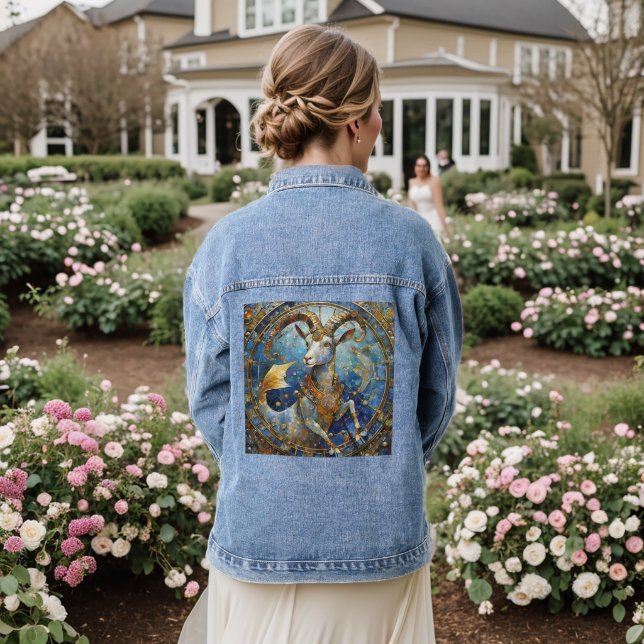 Zodiac - Capricorn the Sea Goat Denim Jacket (Wedding Back)