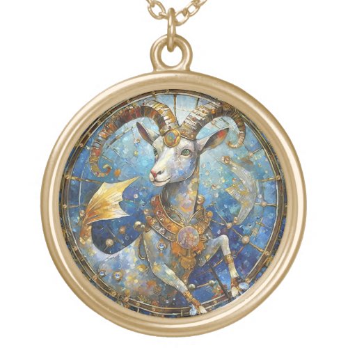 Zodiac _ Capricorn the Sea Goat Gold Plated Necklace