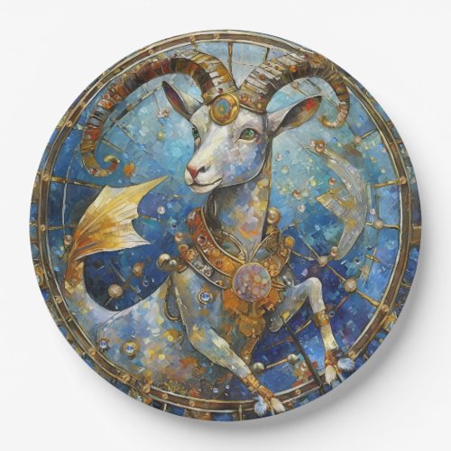 Zodiac _ Capricorn the Sea Goat Paper Plates