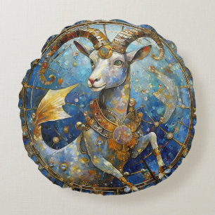 Zodiac - Capricorn the Sea Goat Round Pillow