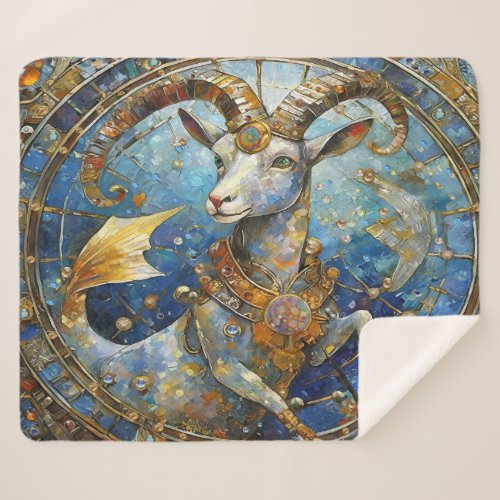 Zodiac _ Capricorn the Sea Goat Sherpa Blanket