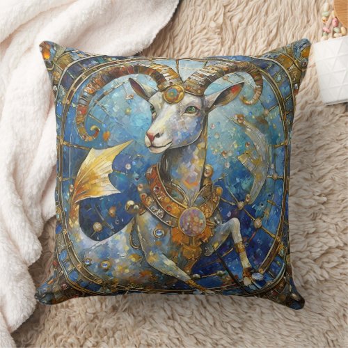 Zodiac _ Capricorn the Sea Goat Throw Pillow