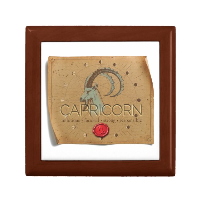 Zodiac Capricorn Wood Keepsake Box (Front)