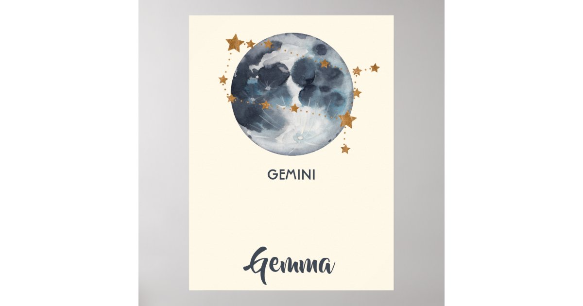 Zodiac Celestial Gemini Nursery Wall Art | Zazzle