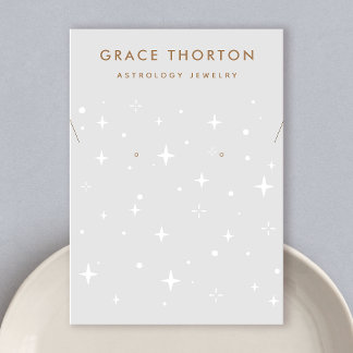 Zodiac Celestial Stars Grey Earring Necklace Business Card