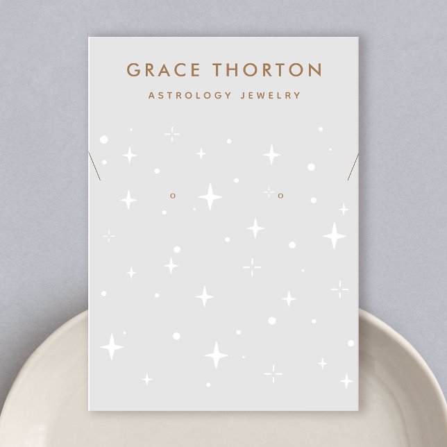Zodiac Celestial Stars Grey Earring Necklace Business Card (Creator Uploaded)