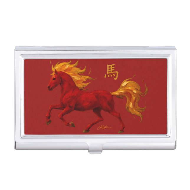Zodiac Chinese New Year 2026 Yang Fire Horse Business Card Case (Front)