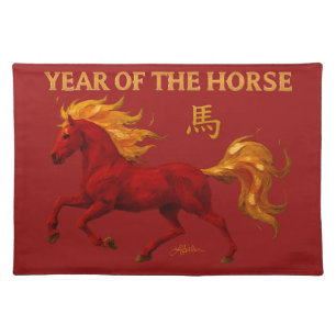 Zodiac Chinese New Year 2026 Yang Fire Horse Cloth Placemat