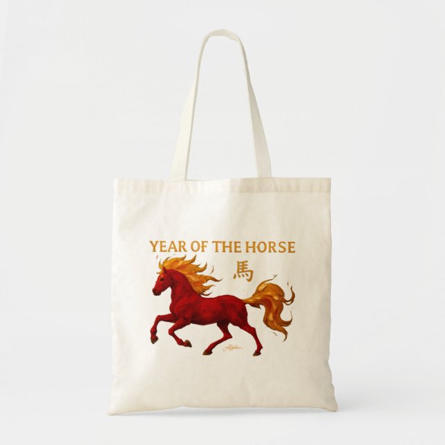 Zodiac Chinese New Year 2026 Yang Fire Horse Tote Bag (Front)