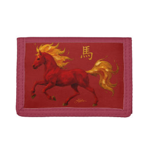 Zodiac Chinese New Year 2026 Yang Fire Horse Trifold Wallet