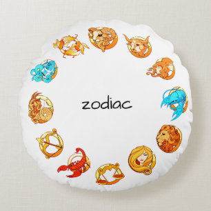 Zodiac Circle Astrology Round Pillow