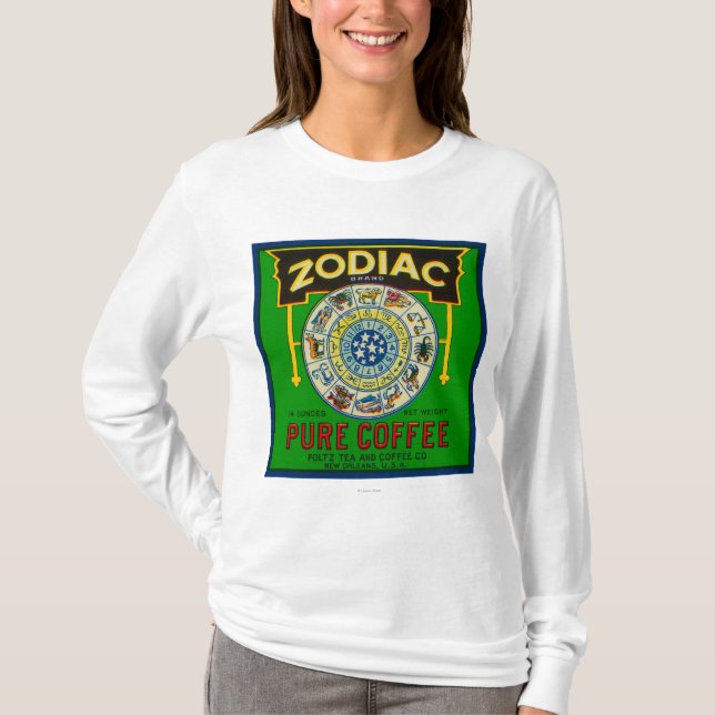 Zodiac Coffee LabelNew Orleans, LA T-Shirt (Front)