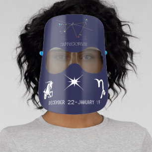 Zodiac Constellation And Sign Capricornus Face Shield