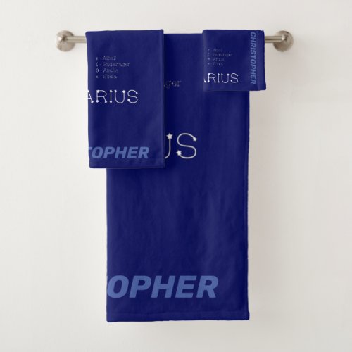 Zodiac Constellation Aquarius Bath Towel Set