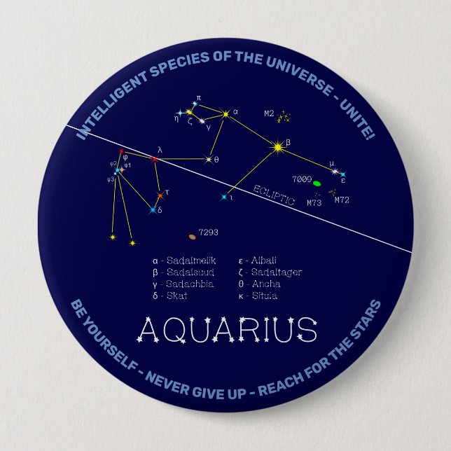 Zodiac Constellation Aquarius Button (Front)