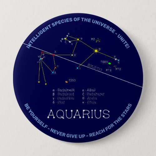 Zodiac Constellation Aquarius Button