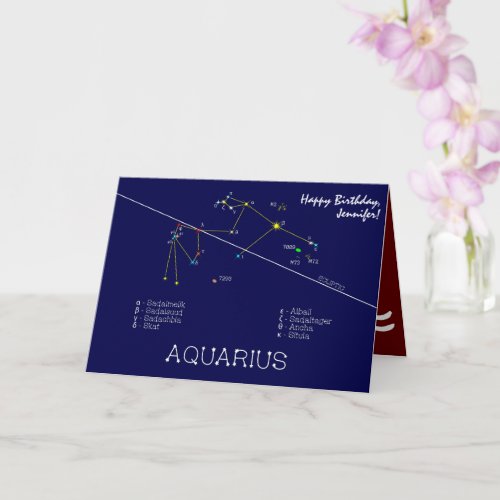 Zodiac Constellation Aquarius Card